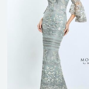 Montage by Mon Cheri Silver Floral Lace Dress